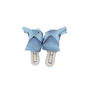No 21 Blue and White Stripe Knotted Flats Sz 40 (9.5)